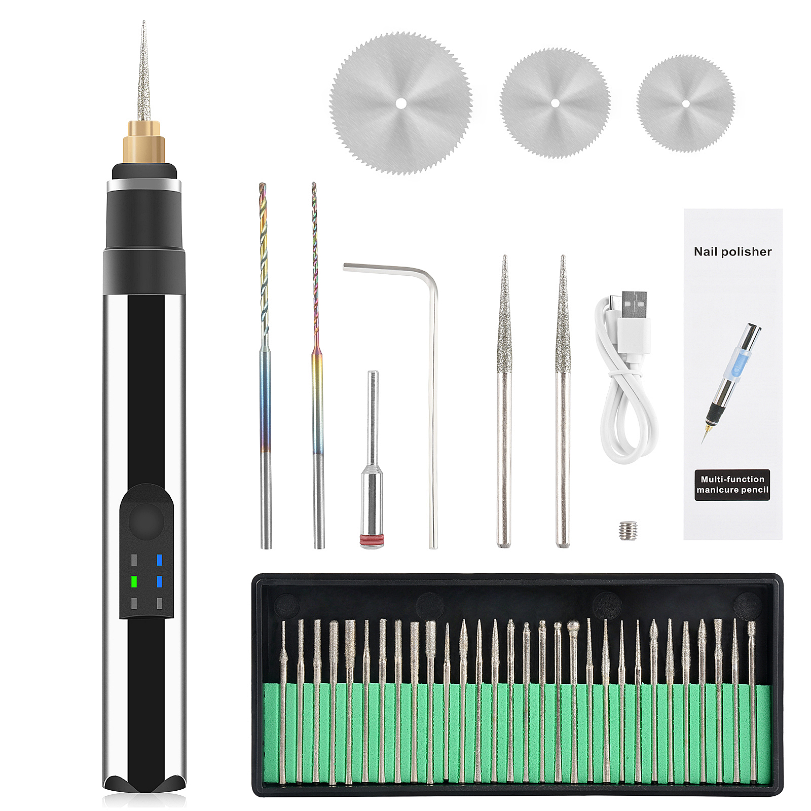 Electric Engraver Pen Mini DIY Engraving Tool Kit For Metal Glass Wood USB - Picture 12 of 12