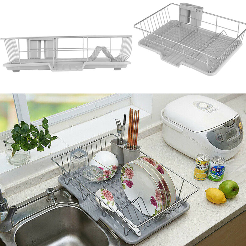Racks & Holders Extra Large Metal Wire Kitchen Sink Drainer Holder Dish Rack With Drain Board