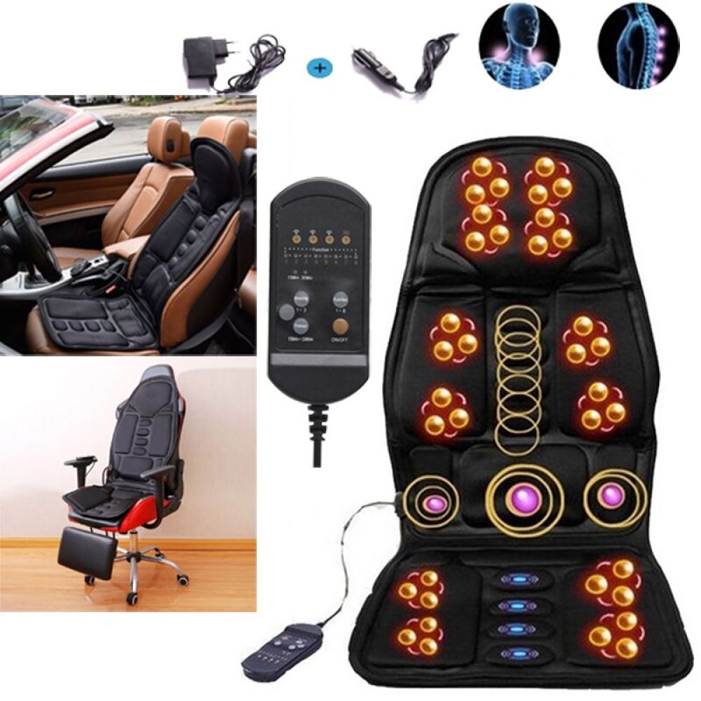 Full Body Back Seat Massager Cushion Chair Heated Massage Pad Home